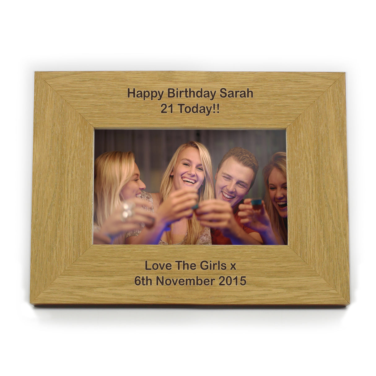 Personalised Oak Finish 6x4 Photo Frame: 3 - Photo Frames By Gift Moments