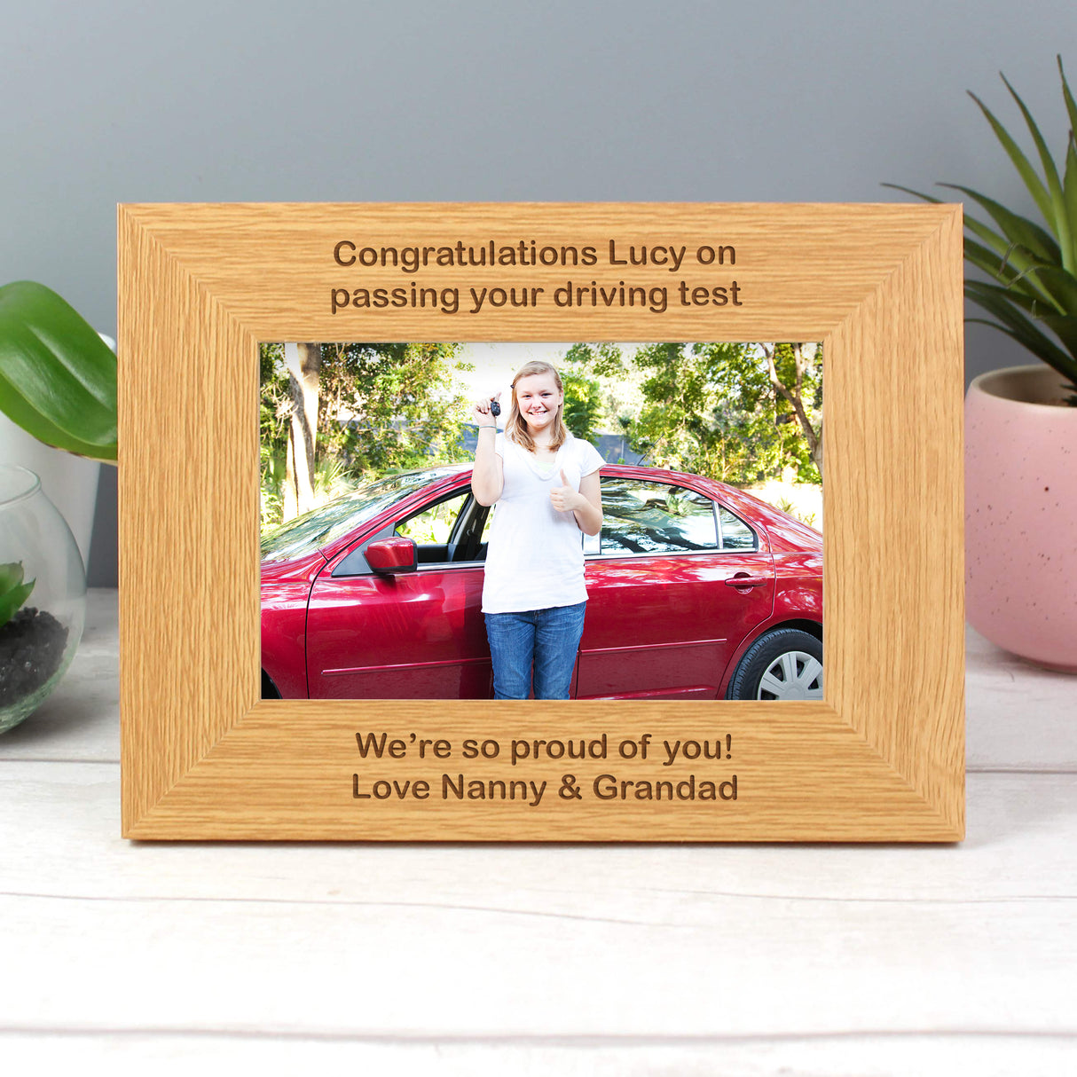 Personalised Oak Finish 6x4 Photo Frame: 1 - Photo Frames By Gift Moments