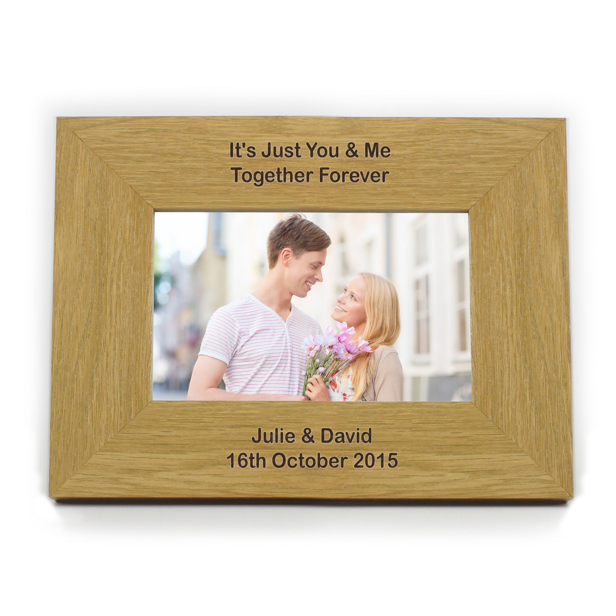 Personalised Oak Finish 6x4 Photo Frame: 6 - Photo Frames By Gift Moments