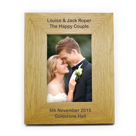 Personalised Oak Finish Photo Frame 4x6: 3 - Photo Frames By Gift Moments