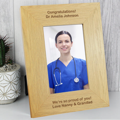 Personalised Oak Finish Photo Frame 4x6: 1 - Photo Frames By Gift Moments