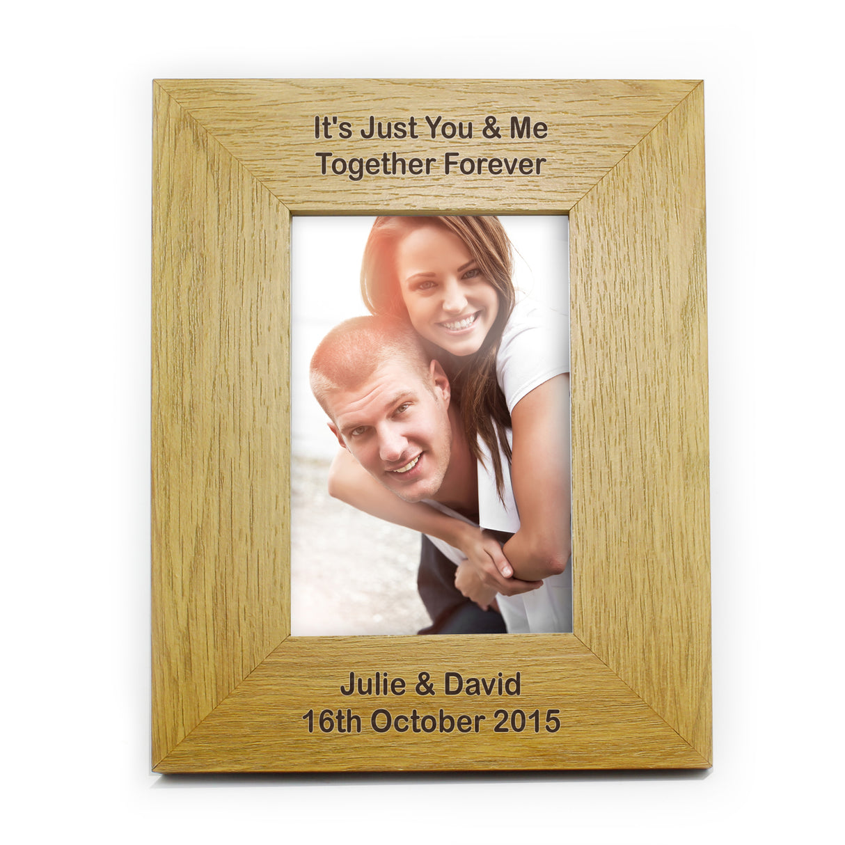 Personalised Oak Finish Photo Frame 4x6: 5 - Photo Frames By Gift Moments