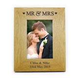 Personalised Oak Mr & Mrs Photo Frame 4x6: 2 - Photo Frames By Gift Moments