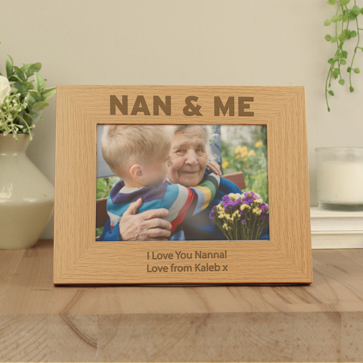 Personalised Nan & Me Oak Photo Frame: 1 - Photo Frames By Gift Moments