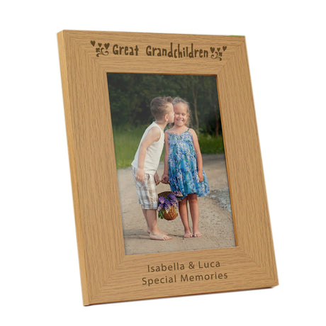 Personalised Great Grandchildren 5x7 Oak Finish Photo Frame - Photo Frames at Gift Moments