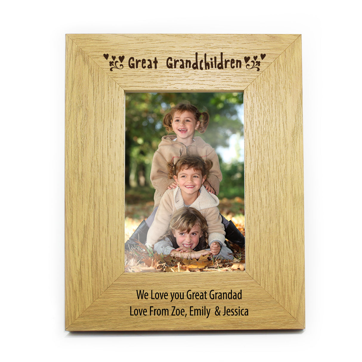 Personalised Oak Frame for Great Grandchildren: 4 - Photo Frames By Gift Moments