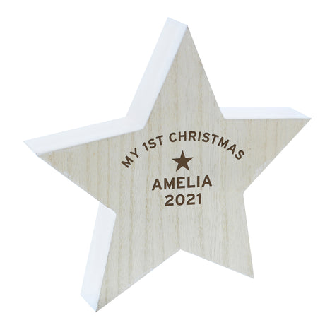 Personalised Rustic Wooden Star Decoration - Ornaments at Gift Moments