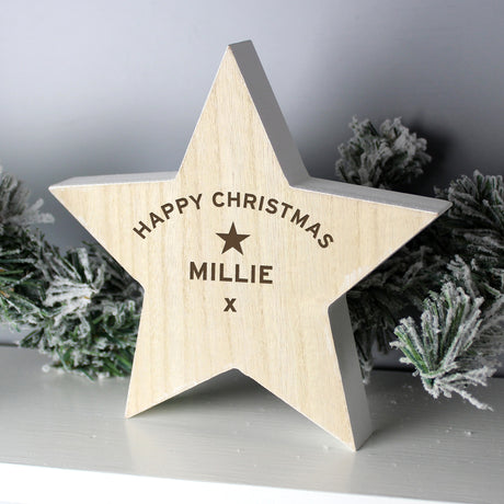 Personalised Rustic Wooden Star Decoration - Ornaments at Gift Moments