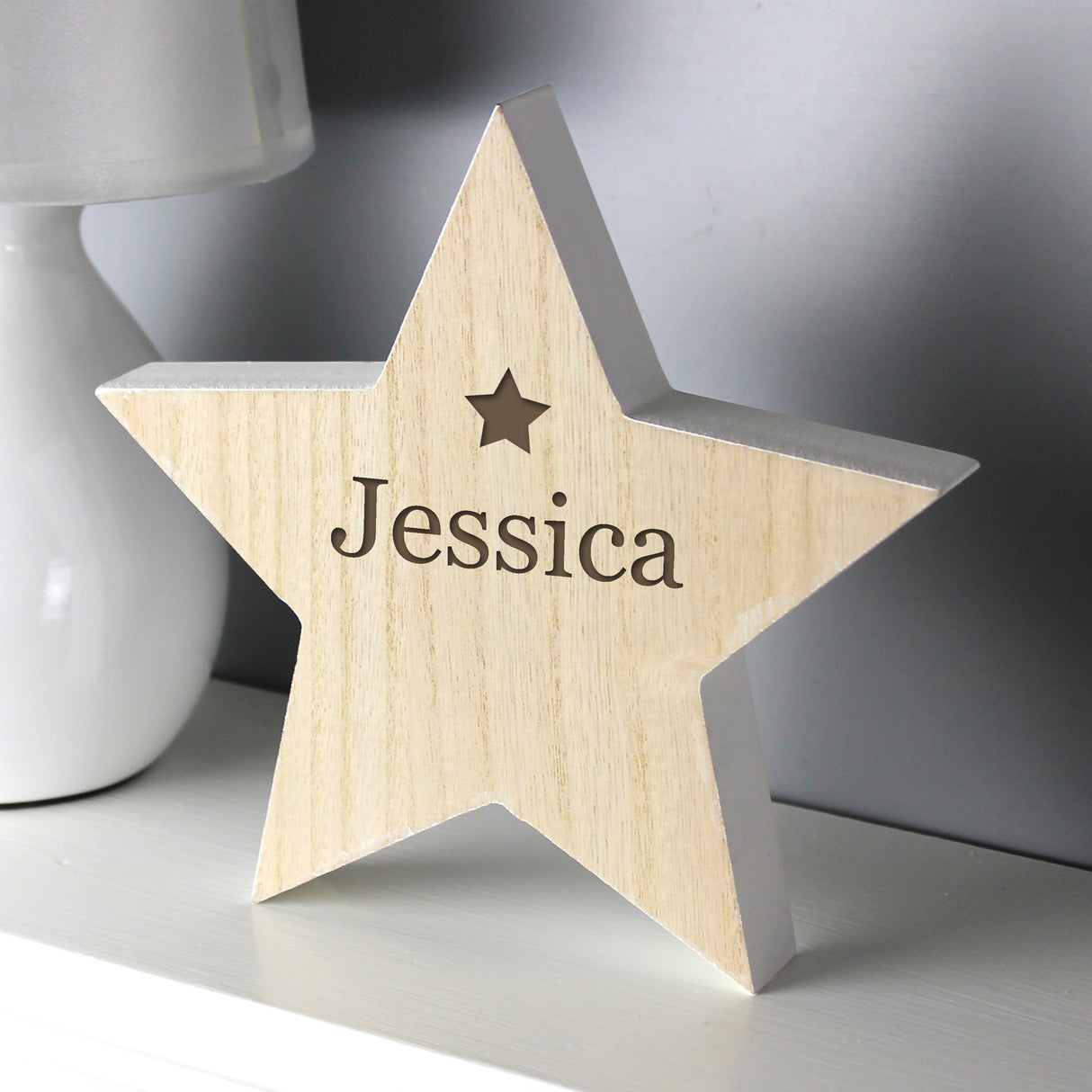 Personalised Any Name Rustic Wooden Star Decoration Default Title - Ornaments at Gift Moments