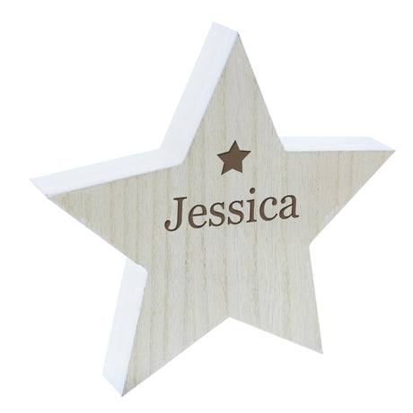 Personalised Any Name Rustic Wooden Star Decoration - Ornaments at Gift Moments