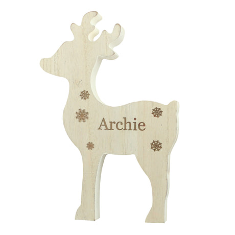 Personalised Any Name Rustic Wooden Reindeer Decoration - Christmas Decorations at Gift Moments