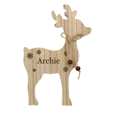 Personalised Any Name Rustic Wooden Reindeer Decoration - Christmas Decorations at Gift Moments