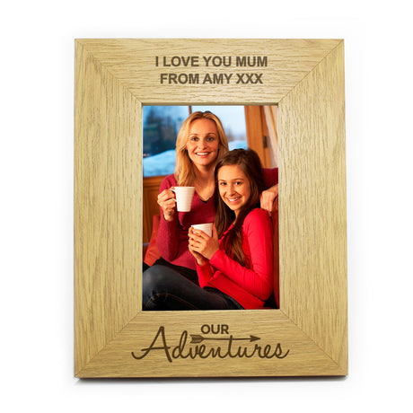 Personalised Our Adventures Oak Photo Frame: 3 - Photo Frames By Gift Moments