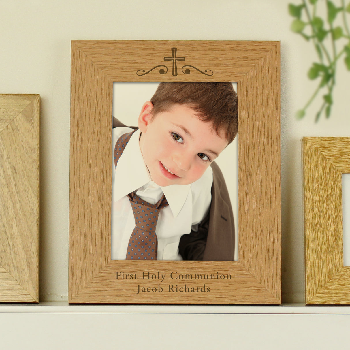 Personalised Religious Swirl 5x7 Oak Finish Photo Frame - Photo Frames at Gift Moments