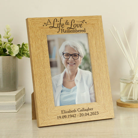 Personalised Life & Love Oak Finish Photo Frame 6x4 Default Title - Photo Frames at Gift Moments