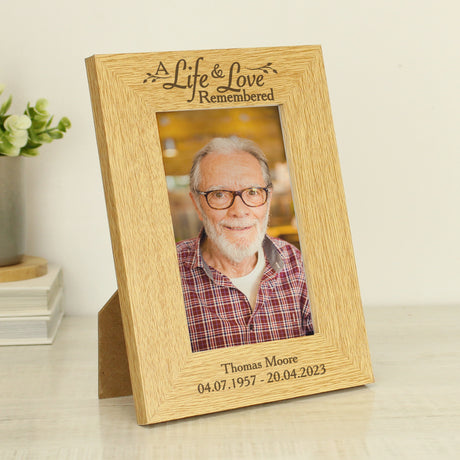 Personalised Life & Love Oak Finish Photo Frame 6x4 - Photo Frames at Gift Moments