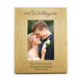 Personalised Oak Finish Wedding Day Photo Frame: 2 - Photo Frames By Gift Moments