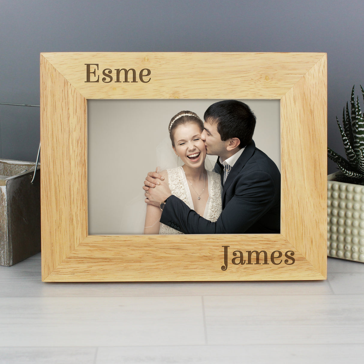 Personalised Couples 6x4 Oak Finish Photo Frame Default Title - Photo Frames at Gift Moments