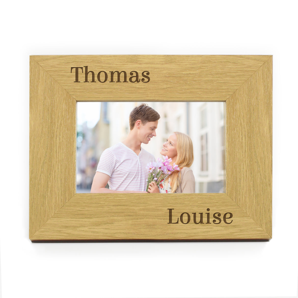 Personalised Couples 6x4 Oak Finish Photo Frame - Photo Frames at Gift Moments