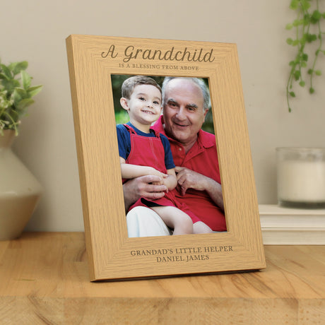 Personalised Oak Finish Grandchild Photo Frame: 1 - Photo Frames By Gift Moments