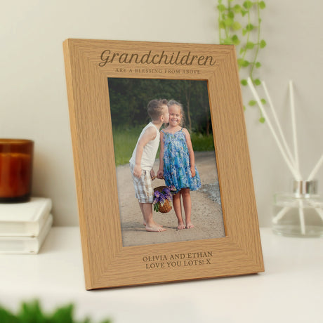 Personalised Oak Finish Grandchildren Photo Frame: 1 - Photo Frames By Gift Moments