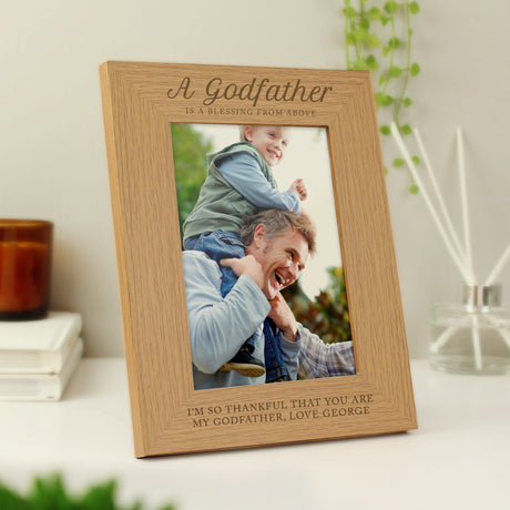 Personalised Godfather 5x7 Oak Finish Photo Frame - Photo Frames at Gift Moments