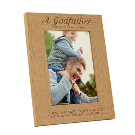 Personalised Godfather 5x7 Oak Finish Photo Frame - Photo Frames at Gift Moments