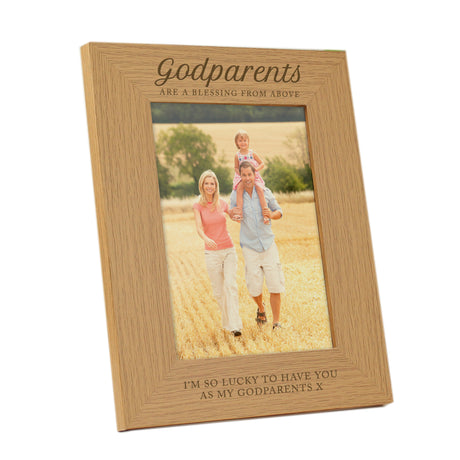 Personalised Godparents Oak Finish Photo Frame - Photo Frames at Gift Moments