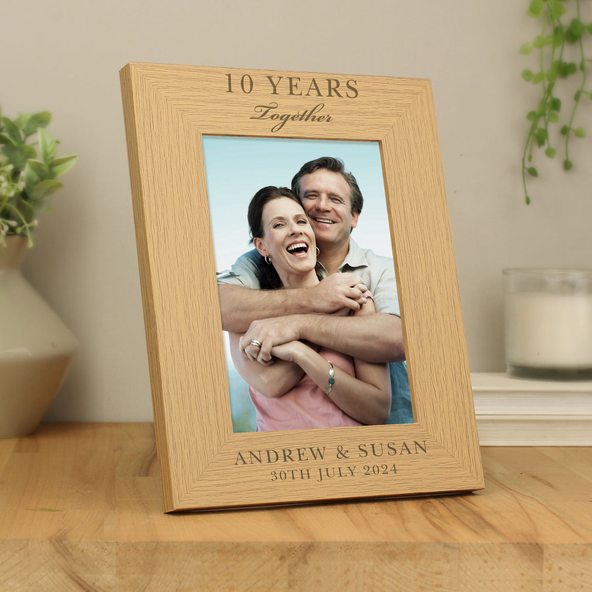 Personalised Oak Finish Anniversary Photo Frame: 2 - Photo Frames By Gift Moments