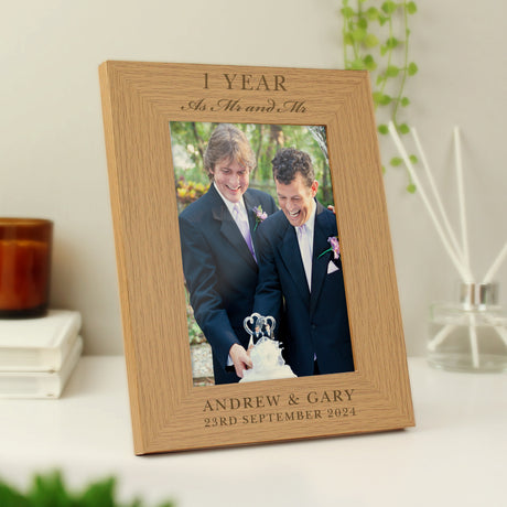 Personalised Oak Finish Anniversary Photo Frame: 3 - Photo Frames By Gift Moments