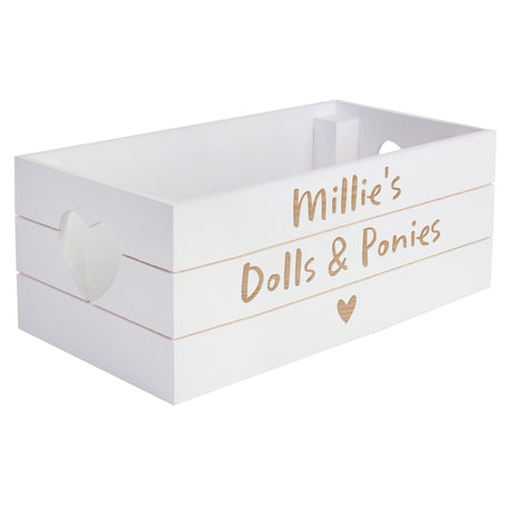 Personalised White Wooden Heart Crate - Storage at Gift Moments