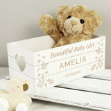 Personalised Free Text White Wooden Crate - Storage at Gift Moments