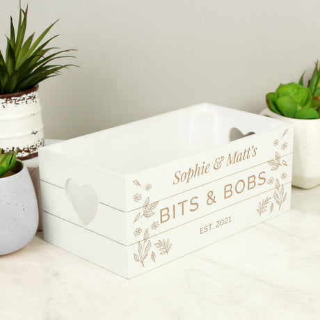 Personalised Free Text White Wooden Crate - Storage at Gift Moments