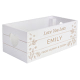 Personalised Free Text White Wooden Crate - Storage at Gift Moments