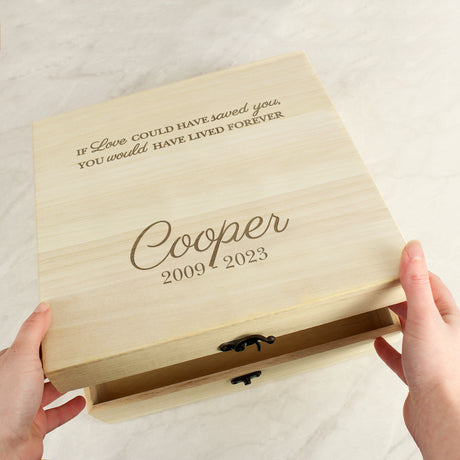 Personalised Pet Memorial Large Wooden Keepsake Box - Keepsake Boxes at Gift Moments