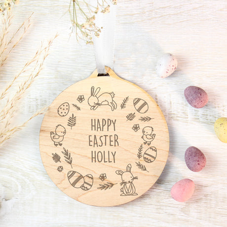 Personalised Happy Easter Wooden Decoration - Decorations at Gift Moments