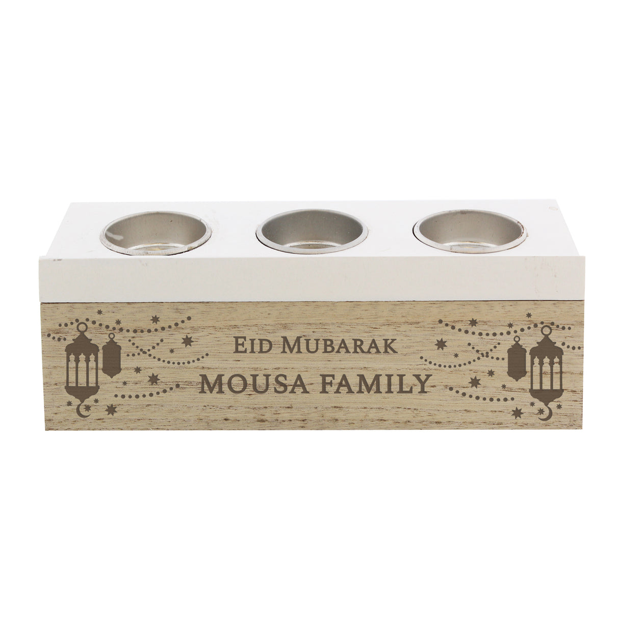 Personalised Triple Tea Light Holder Box: 4 - Candle Holders By Gift Moments