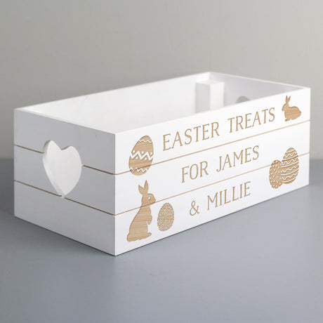 Personalised Easter Bunny Small Wooden Crate - Storage at Gift Moments