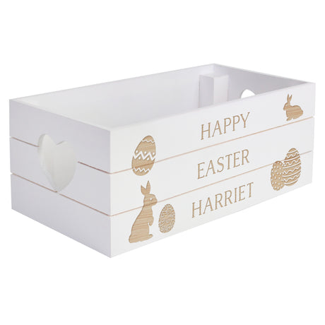 Personalised Easter Bunny Small Wooden Crate - Storage at Gift Moments