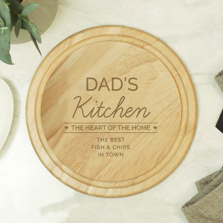 Personalised Heart of the Home Round Wooden Chopping Board - Chopping Boards at Gift Moments