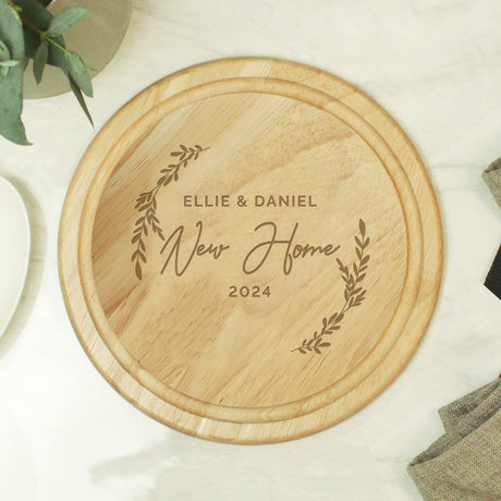 Personalised Laurel Round Wooden Chopping Board - Chopping Boards at Gift Moments