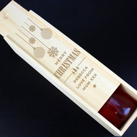 Personalised Christmas Wooden Wine Box - Barware at Gift Moments