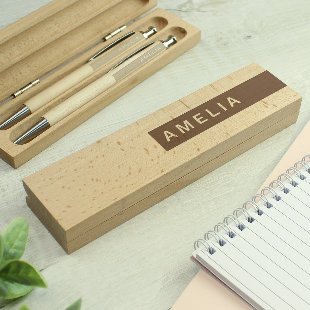 Personalised Wooden Pen and Pencil Set: 4 - Pens & Pencils By Gift Moments