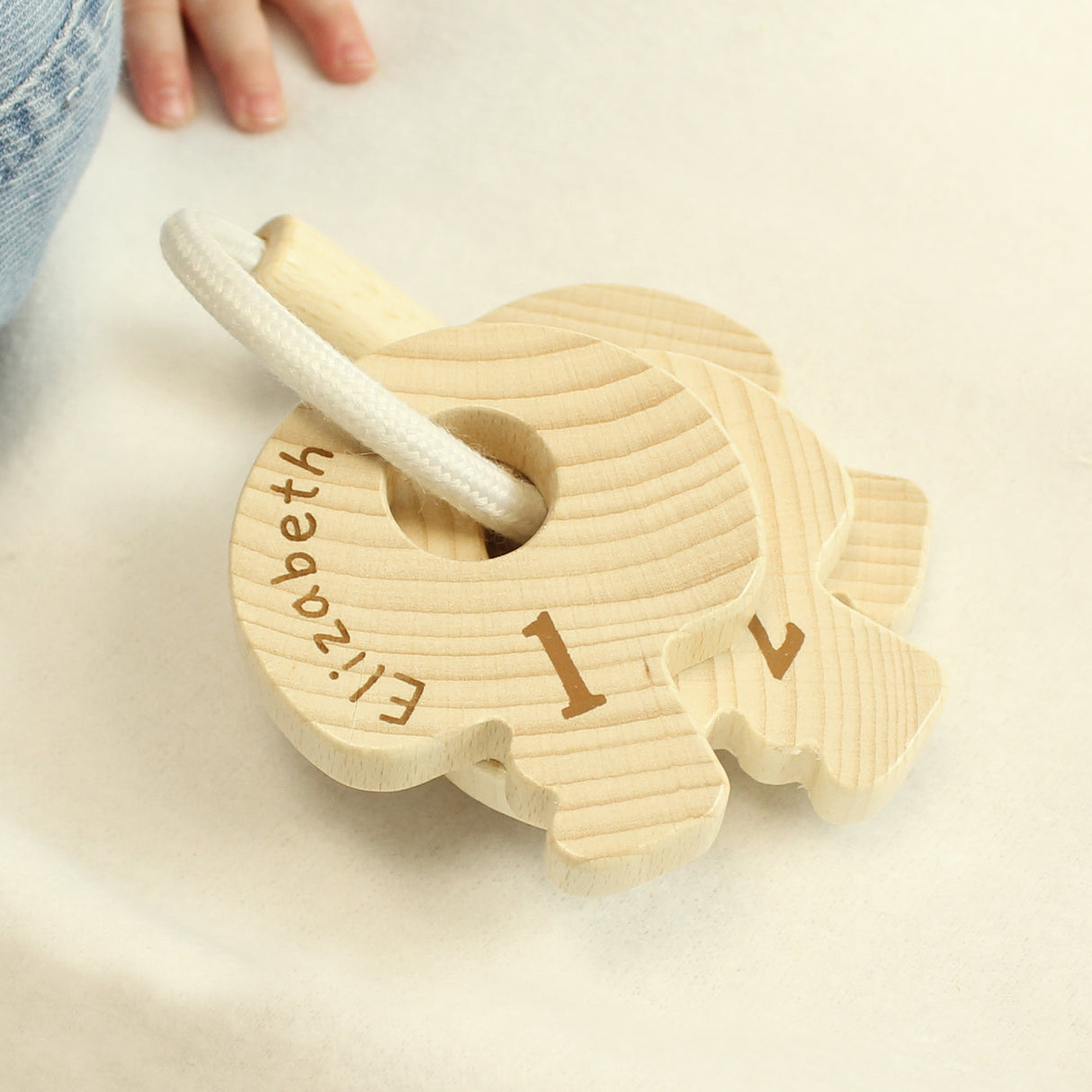 Personalised Name Only Wooden Baby Keys Default Title - Toys at Gift Moments