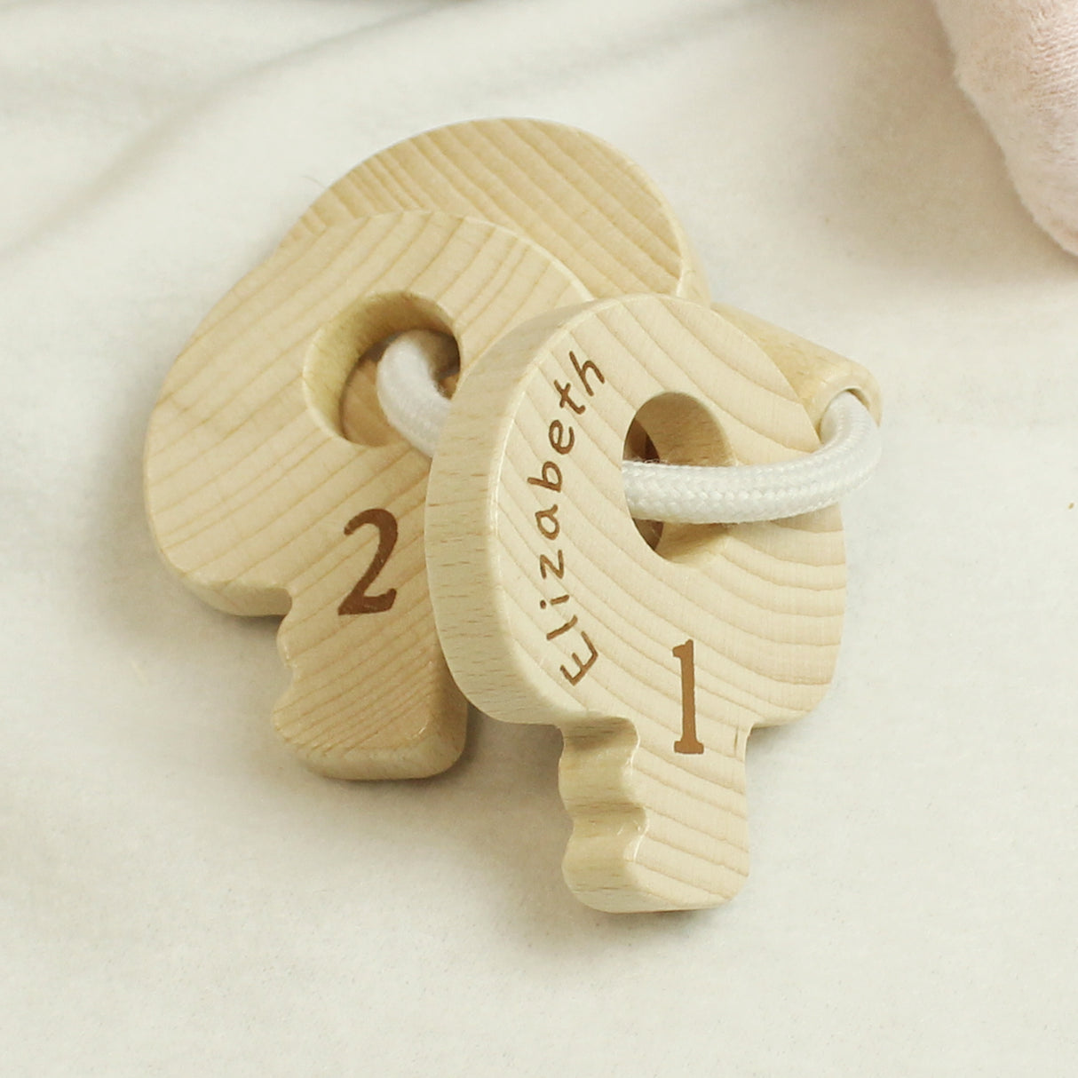 Personalised Name Only Wooden Baby Keys - Toys at Gift Moments