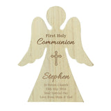 Personalised First Holy Communion Rustic Wooden Angel Decoration - Ornaments at Gift Moments