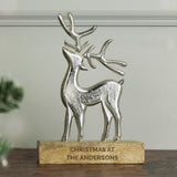 Personalised Metal Stag Ornament With Wood Base Default Title - Ornaments at Gift Moments