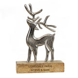 Personalised Metal Stag Ornament With Wood Base - Ornaments at Gift Moments