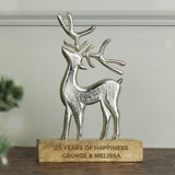 Personalised Metal Stag Ornament With Wood Base - Ornaments at Gift Moments