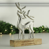 Personalised Metal Stag Ornament With Wood Base - Ornaments at Gift Moments